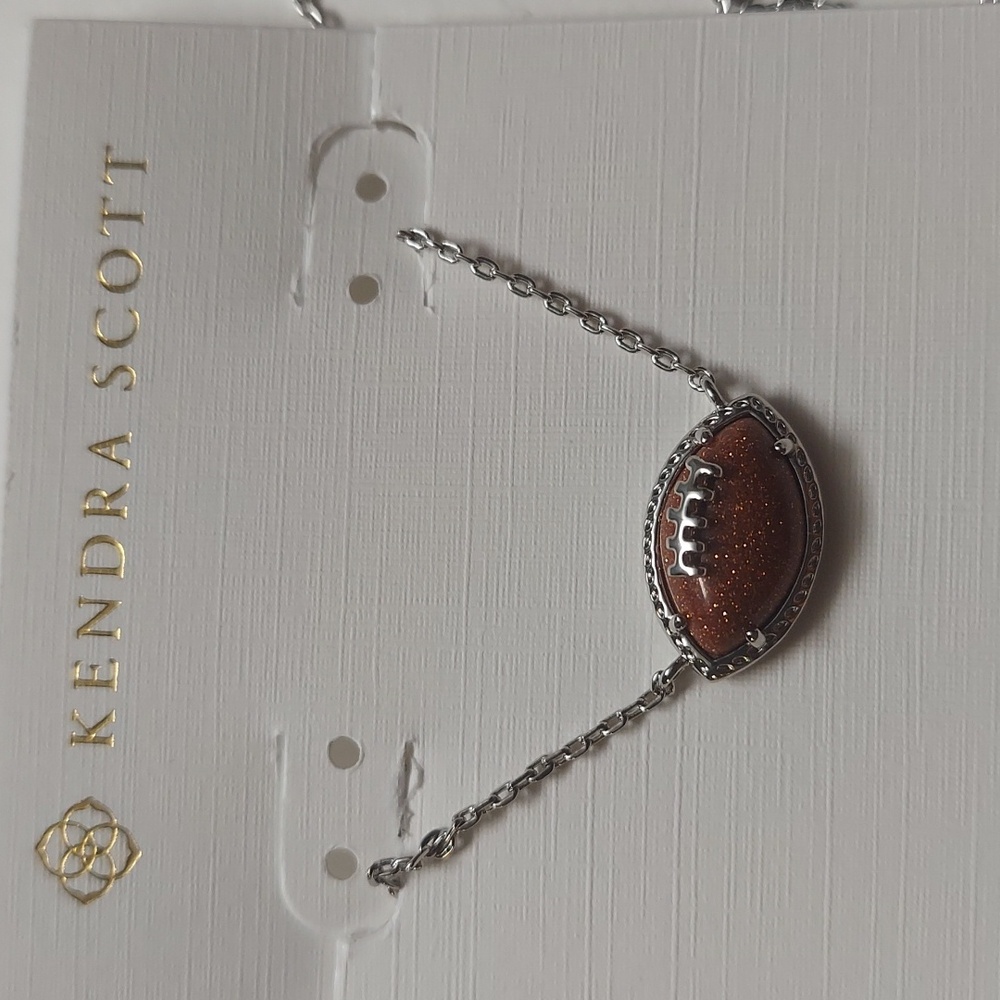 Kendra Scott Football Gold Short Pendant Necklace  and Earrings - Picture 2 of 5